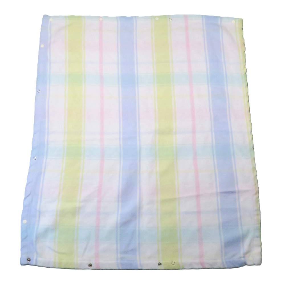 Vintage Carters Baby Swaddle Bunting Blanket Pastel Plaid Fleece Snaps 1970s 80s